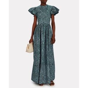 Sika Luna Flutter Printed Cotton Maxi Dress in Green